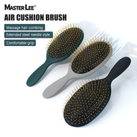 Brosse à cheveux ovale en ABS avec logo personnalisé, massage du cuir chevelu, finition mate douce, brosse à cheveux en métal plaqué or, trois couleurs