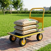 Carretilla de Plataforma Plegable de Cuatro Ruedas, Carro de Empuje Plegable con Ruedas de Goma, Capacidad de Carga de 660 Libras, Carretilla de Mano Portátil de Acero para Compras