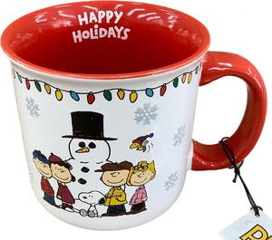 Diseño festivo Peanuts & Gang Winter Christmas <span class=keywords><strong>Taza</strong></span> de cerámica 21 oz Happy Holidays con copos de nieve estilo retro <span class=keywords><strong>taza</strong></span> de té de leche - Product Image 4
