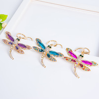 Nuevo Llavero de Lujo con Diseño de Libélula y Pedrería, Colgante de Insecto de Cristal para Mujer, Accesorio para Bolso, Regalo Exquisito