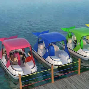 Popular entertainment fish shape 6 people electric bumper boat water bike pedal boat