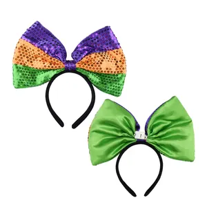 Led Light Up Sequin Bow Tie Headband Mardi Gras Accessories Flashing Mardi Gras Bow Headband