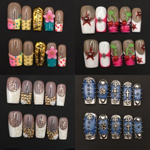 <span class=keywords><strong>Uñas</strong></span> acrílicas cuadradas medianas tipo ataúd, bonitas, a presión, 10 unidades, puntas francesas, <span class=keywords><strong>uñas</strong></span> artificiales al por mayor - Product Image 4