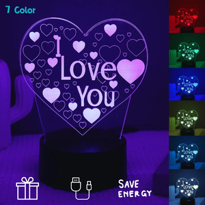 Coeur 3D Acrylique Enfants Lampe De Table De Chevet LED Je T'aime 7 Couleurs Tactile Veilleuse Petite Amie Saint Valentin Cadeau D'anniversaire - Product Image 2