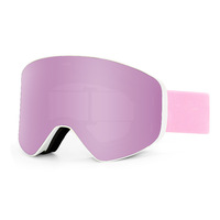 Masque de ski/snowboard magnétique pour femme, anti-buée, double lentille cylindrique, compatible avec les lunettes de vue, en PVC/EVA/ABS