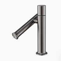 Robinet de lavabo à bras articulé, monocommande, à poser sur le plan, finition brossée, eau chaude/froide, design moderne et épuré, monotrou, usage domestique