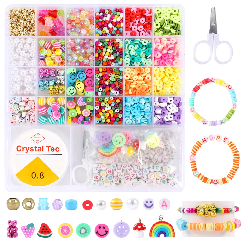 Sewroro Kit Di Perline Di Argilla Per Braccialetti Kit Di Creazione Di Braccialetti Perline Di Argilla Polimerica Materiali Per Artigianato Cordini Elastici