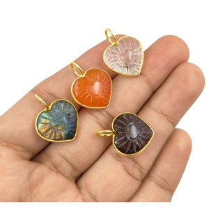 Women's Fashion Gold Electroplated Pendant Necklace <b>Earring</b> Handmade Natural Crystal Puffy Heart Charm Quartz Gemstone Feng Shui - Product Image 2