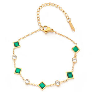 Fashion Stainless Steel square <strong>Geometric</strong> Beaded <strong>Japanese</strong> and Korean Style Titanium Steel Necklace - Product Image 3