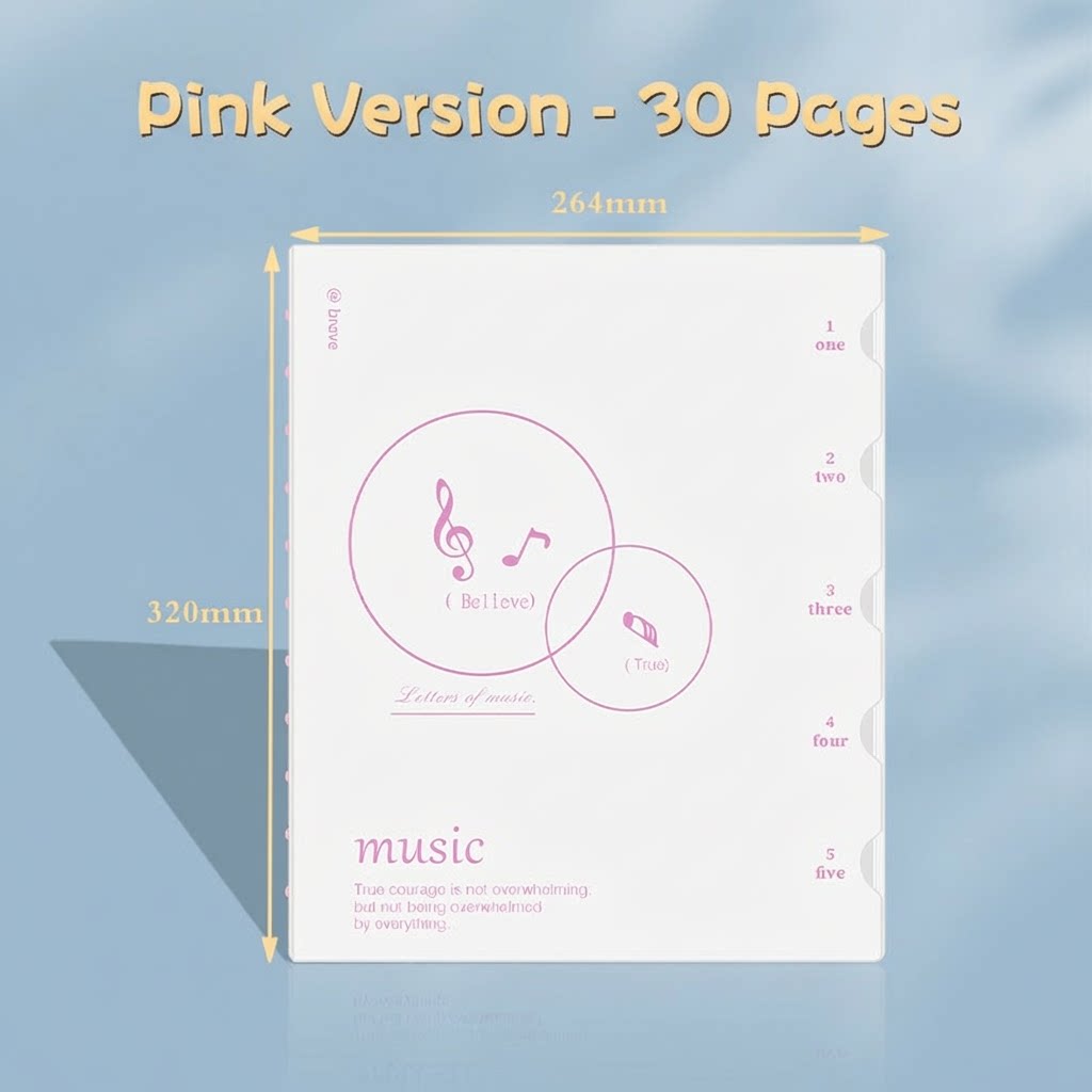 แฟ้มเก็บโน้ตเพลงแบบสแน็ปลายเห็ด 30 หน้า สีชมพู