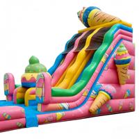 Toboggan aquatique gonflable à trois voies sur le thème des bonbons et de la crème glacée, en PVC écologique, équipement de jeu pour enfants, aventure sucrée, qualité commerciale
