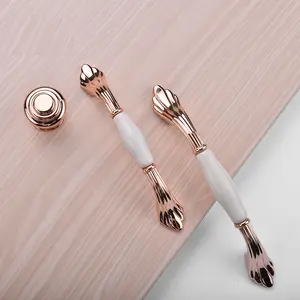 セラミックドアプルハンドル亜鉛合金ワードローブ引き出しノブキッチンキャビネット寝室食器棚ハンドル屋外用 - Product Image 1