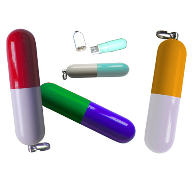 Capsule Shape USB Flash Drive 64GB 128GB Medical Promotional Gift Items for Doctor Gift Custom Logo Pendrive 16GB 32GB