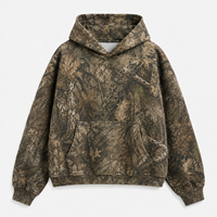 Sweat à capuche camouflage oversize coupe carrée à épaules tombantes, style streetwear et chasse, pull-over, motif personnalisé, marron, pour l'extérieur, tendance