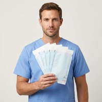 Sacs de stérilisation 90x260mm - Papier 60gsm + Film PE/CPP 5.2S Autoclavables, 200 Sachets/Boîte pour Instruments Dentaires et Médicaux