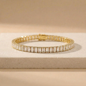 18K Solid Gold Tennis <b>Bracelet</b> Black & <b>White</b> Round Brilliant Cut Hiphop Style Unisex Engagement Party Gift - Product Image 1