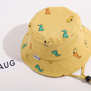 Chapeau de pêcheur pour enfants en coton 100% dessin animé, printemps/été, sport, dessus plat, protection solaire pour bébé, unisexe, pour les âges de 1 à 4 ans - Product Image 3