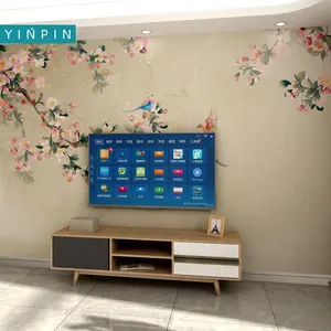 3d duvar kağıdı tasarım çiçekler ve kuşlar TV duvar için