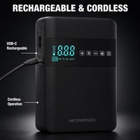 Compresseur d'air portable sans fil 12V 150 PSI avec manomètre numérique, gonfleur de pneus, démarreur et lumière d'urgence, moniteur de pression des pneus