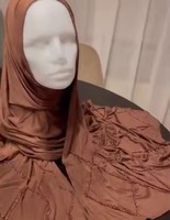 Voile long de luxe en jersey de bambou modal doux, fait main, avec perles, pour filles, collection Printemps 2026, en coton, idéal pour le hijab musulman.