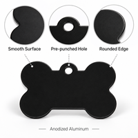 Plaque d'identification pour animaux de compagnie en aluminium en forme d'os, vierge, surface anodisée, gravable au laser, pour chien/chat, couleurs assorties, garantie 6 mois
