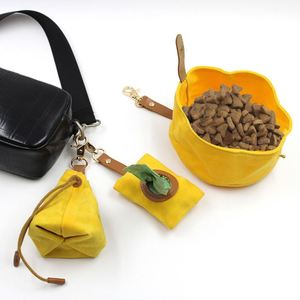Juego de Platos Portátiles para Perros, Bolsas para Comida de Perro, Bolsas para Excrementos de Perro, Bolsa de Almacenamiento Reutilizable de Lona Encerada para Comida, Golosinas y Agua para Mascotas, Uso en Exteriores - Product Image 3
