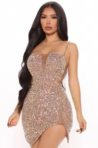 Droma Amazon Hot Phong Cách Thời Trang Đảng Mặc Sequined Đình Chỉ Hip Bọc Mini Dress Phụ Nữ Sexy Dresses Club