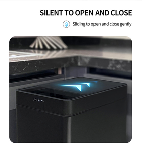 30L Modern Rectangular Black Stainless Steel Sensor Trash <strong>Can</strong> - Smart Motion With Ozone Function, Sliding Lid <strong>Garbage</strong> Bin - Product Image 4