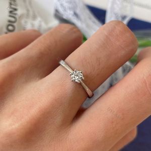 Dylam Classic Design Sterling Silver <b>Iced</b> Out <b>Rings</b> Cubic Zirconia Women Wedding Engagement <b>Ring</b> - Product Image 2