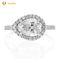 Bague de fiançailles en diamant de laboratoire, taille poire, sertissage halo, certifiée GIA, or jaune 14 carats, pierres latérales, bague de mariage vintage pour femme