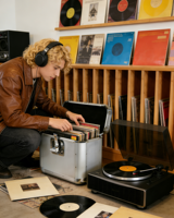 L'étui utilitaire coloré avec un intérieur entièrement doublé de mousse est conçu pour contenir environ 120 pièces de disques vinyle de 7 pouces