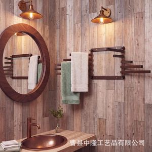 Wooden Bathroom Towel Rack Wall Mounted 4 <b>Bars</b> Organizer <b>Shelf</b> For Towel Storage - Product Image 4