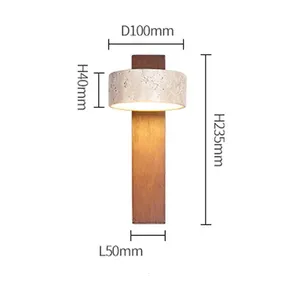 Wabi Sabi <span class=keywords><strong>travertine</strong></span> LED cạnh giường ngủ Đèn tường Nordic vàng đá trang trí sconce cho phòng ngủ căn hộ khách sạn; dễ dàng lõm - Product Image 6