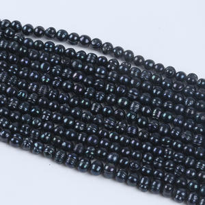 Vente directe du fabricant, perles de pomme de terre de 7-8 mm, perles d'eau douce naturelles, perles noires semi-finies pour la fabrication de bijoux en perles en vrac - Product Image 2