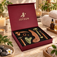 Boîte cadeau magnétique de luxe personnalisée avec logo en feuille d'or, style livre bordeaux, en carton rigide avec insert en EVA pour ensemble Gua Sha