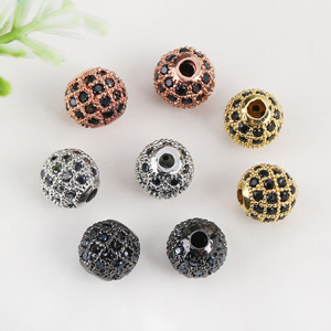 Perles de zircon micro-incrustées rondes pour la fabrication de bracelets, accessoires de bijouterie, matériau en cuivre, motif mosaïque, plaqué or 18 carats - Product Image 4