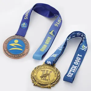 Kickboxing kustom Die Cast maraton emas 3D medali olahraga logam piala basket dan bersepeda Karate