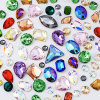 Strass en verre iridescent plaqué, formes irrégulières mélangées, pour nail art, accessoires DIY, 50 pièces par paquet