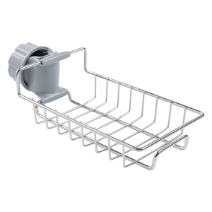 Support mural en acier inoxydable à un niveau pour robinet, idéal pour égoutter les éponges de cuisine et ranger les chiffons sous l'évier. - Product Image 5