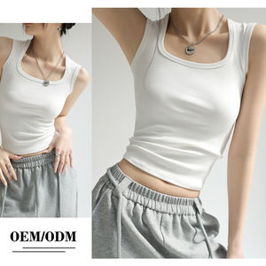 Summer Fashion Women's Crop Top Sleeveless Athleisure Breathable Y2K Tops Cotton Spandex Slim Fit Tank Top for Everyday <strong>Wear</strong> - Product Image 3