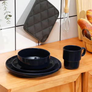 Juego de Platos de Cerámica Azul Rey con Logotipo Personalizado, Diseño Rústico Tradicional Chino para Comer, Acampar, Café y Cocina - Product Image 6