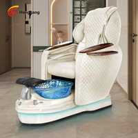 Fauteuil de pédicure électrique de luxe moderne pour salon de manucure, avec fonction de massage et de relaxation lumineuse, et pompe de drainage