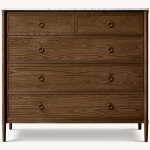 Commodes de chambre à coucher en bois de style américain <span class=keywords><strong>Commode</strong></span> à <span class=keywords><strong>5</strong></span> <span class=keywords><strong>tiroirs</strong></span> avec dessus en marbre - Product Image 5