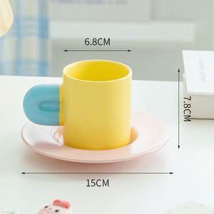 Tazas y Platos de Cerámica para Café con Contraste de Color, 200 ml, Venta al Por Mayor Personalizada - Product Image 3