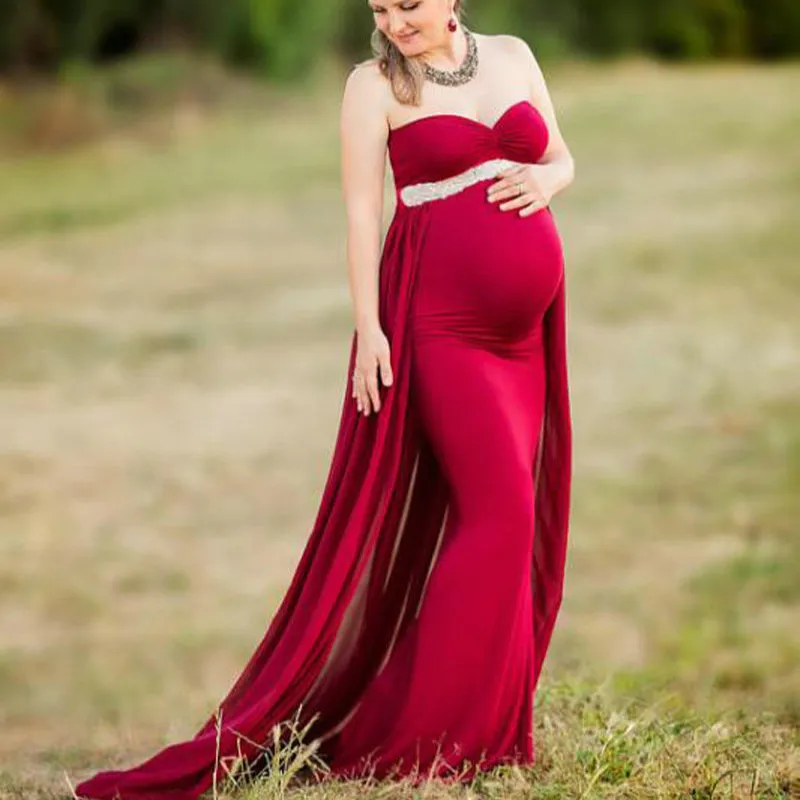 SZ-QQ010OEM Großhandel Sexy 0ff Schulter Mutterschaft Kleid Für Fotoshooting Langes Chiffon Schwangere Kleid
