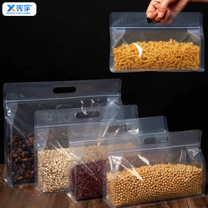 Custom Clear Eight-Sided Flat Bottom Stand-Up Pouch Food Grade Moisture Proof Plastic Bag with Handle for Grain Coffee Dry Goods - Product Image 6