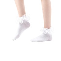 Nouvelles chaussettes tricotées antidérapantes pour femme, style princesse, avec dentelle, perles et plis, idéales pour la danse et le ballet, pour étudiantes