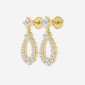 ต่างหูเพชรทรงกลม 3 1/2 กะรัต เพชรเลี้ยงในห้องปฏิบัติการ ดีไซน์แบบหนามเตย ประดับเพชรเรียงระดับ สวยหรู ทันสมัย เหมาะสำหรับผู้หญิง หรูหรา - Product Image 5