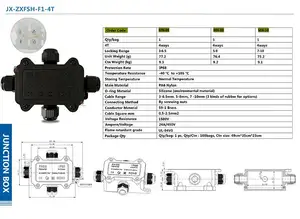 정션 박스 IP65 IP68 3 방향 플라스틱 방수 전기 정션 박스 (터미널 블록 포함)