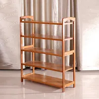 Zapatero plano de bambú de cinco capas, muebles baratos para sala de estar